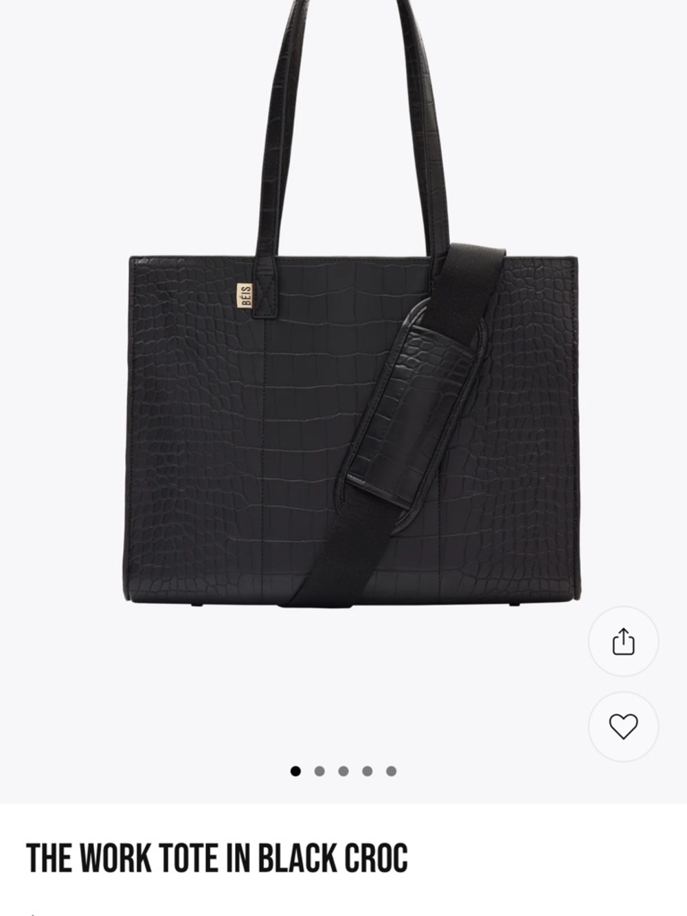 BEIS Black Croc Work Tote - Picture 1 of 10